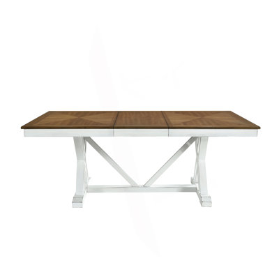 Table de salle à manger de style moderne avec finition blanche et chêne 1pc