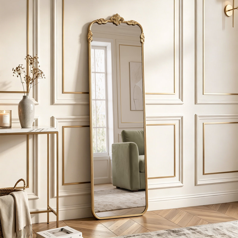 Miroir de plancher décoratif orné en fer forgé 58 po 58 po