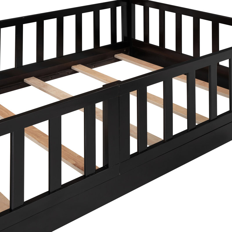 Twin Over Bunk Bed With Slide And , - Elegant Bedroom Choice Convertible & Solid Construction, Espresso