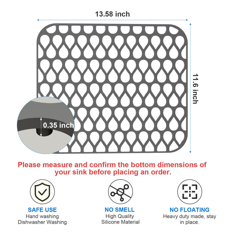 2PCS Silicone Sink Mats For Kitchen Sinks, Non-Slip Folding Sink Protector With Drain Holes For Farmhouse Stainless Steel Porcelain Sink