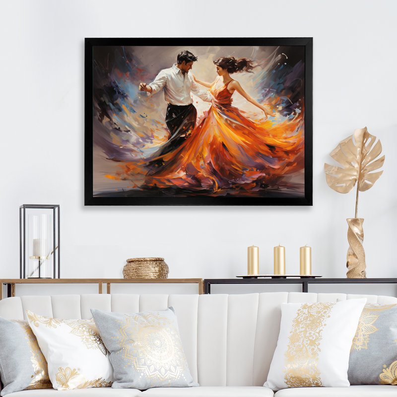Soulful Dancing III - Impressions sur toile de divertissement, H 34 po x l 44 po x P 1,5 po, Cadre photo noir