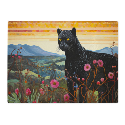 Panther Landscape  Glass Chopping Board