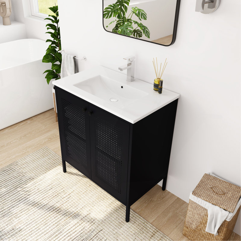 Meuble-lavabo autoportant avec lavabo en céramique de qualité supérieure pour une expérience de salle de bain améliorée