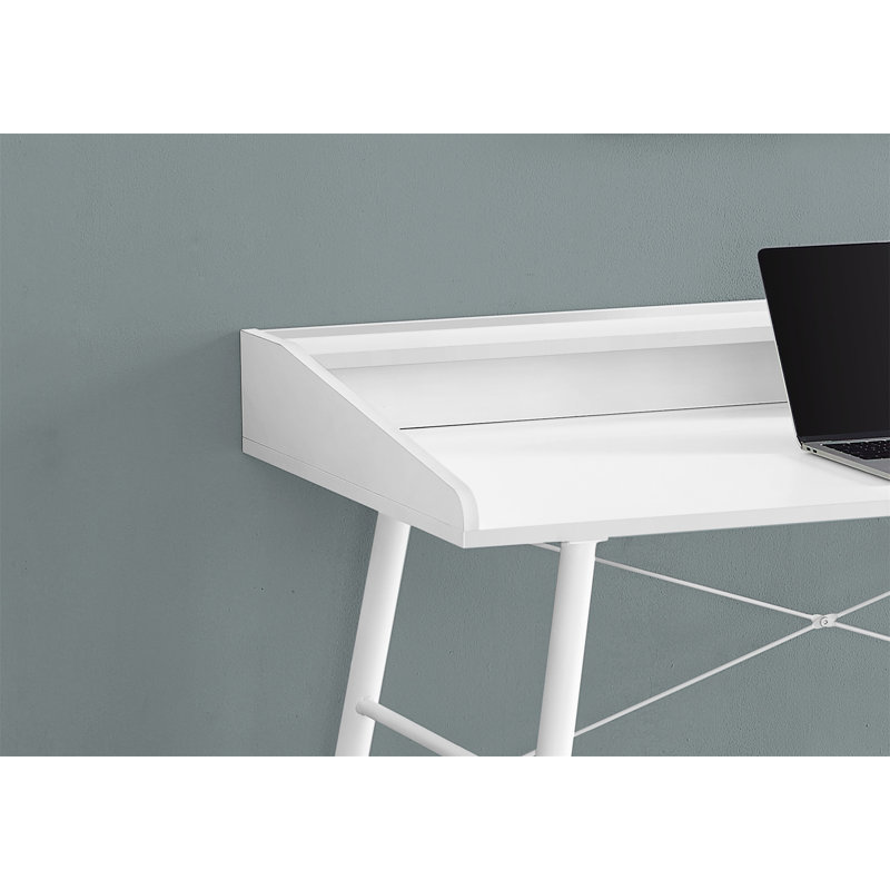 Computer Desk, Home Office, Laptop, Storage Shelves, 48"L, Work, Metal, White