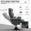 Fauteuil inclinable, manuel et pivotant avec repose-pieds 2 porte-gobelets pour le salon | Noir | Sensation de lin