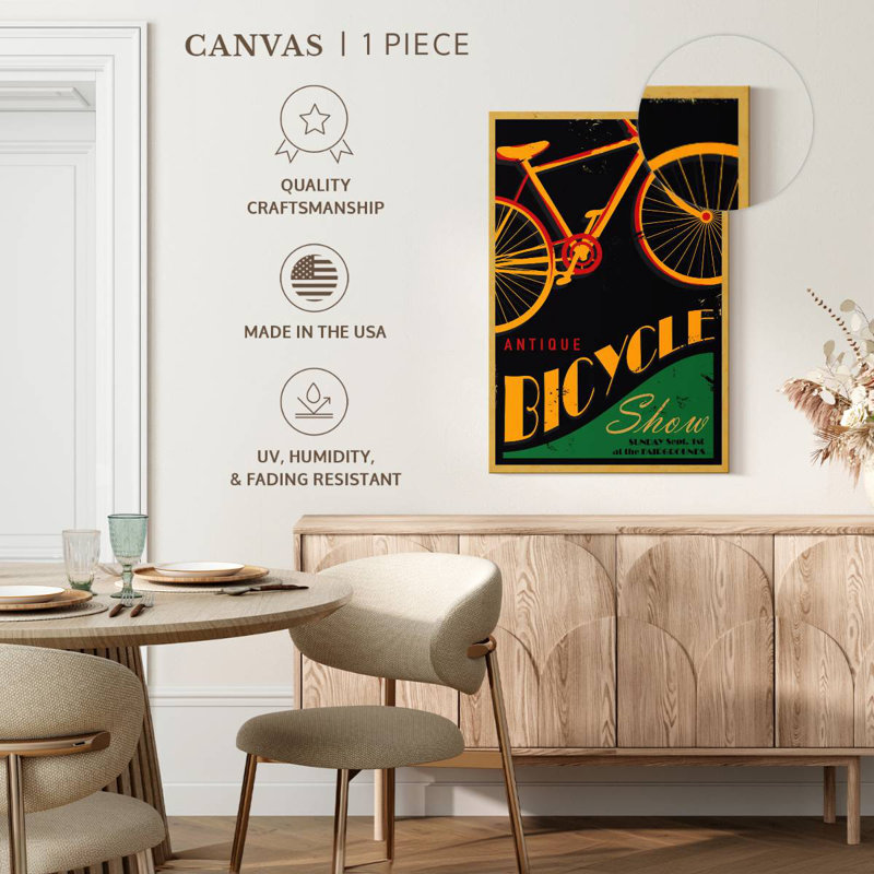 Affiche rétro de bicyclette, H 36 po x l 24 po