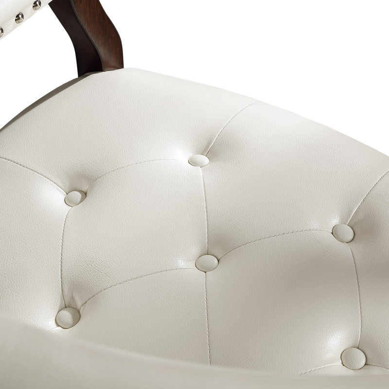Faux Leather Swivel Armchair, White Faux Leather, Dark Brown