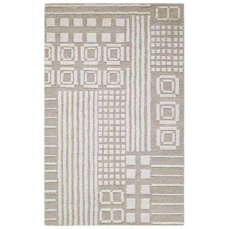 Cozy Ella Rug: Naturalist Hand Tufted Rug in Ivory, Rectange 5' x 8'
