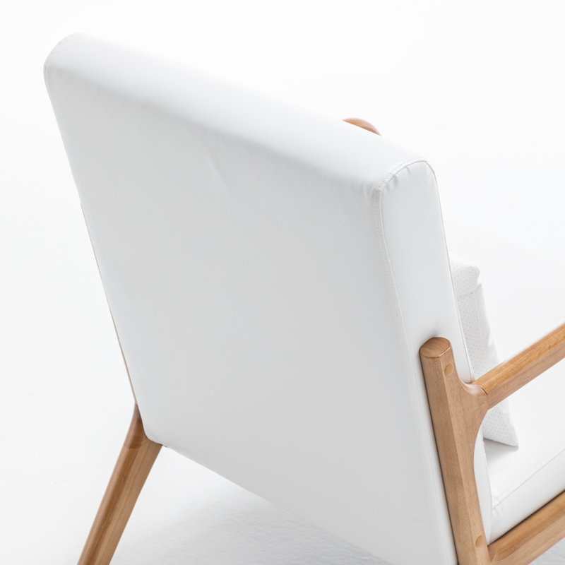 Fauteuil avec revêtement en bois et cuir, Blanc