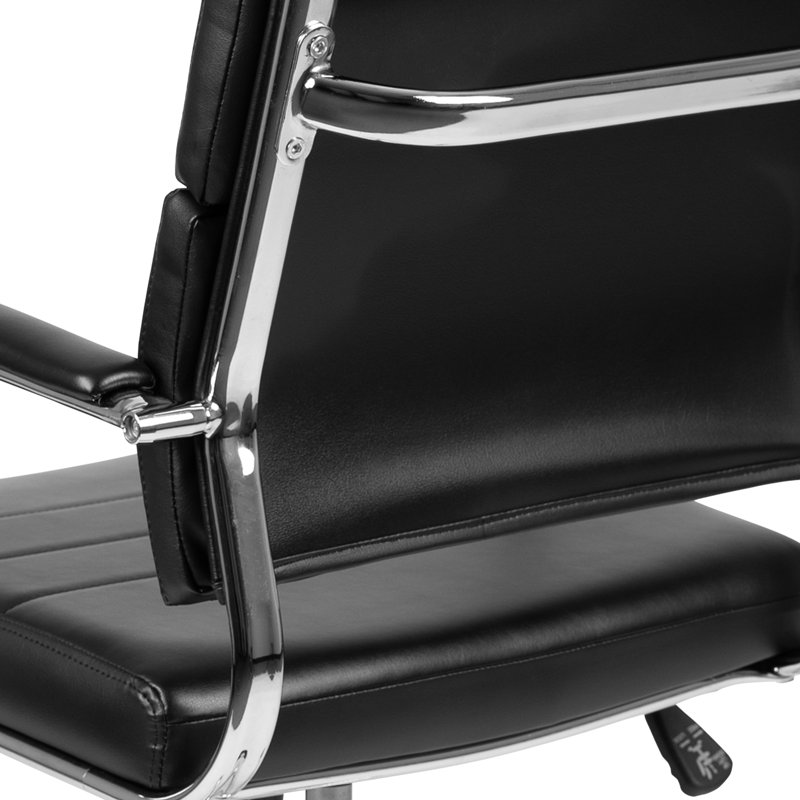 Mid-Back LeatherSoft Contemporary Panel Executive Swivel Office Chair, Black