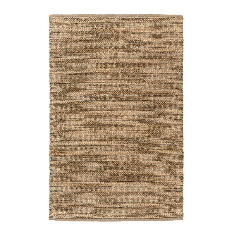 Modern Farmhouse Handmade Natural Fiber Jute Indoor Area Rug with Cotton Backing, Rectangle 9' x 12', Tan/Multicolor
