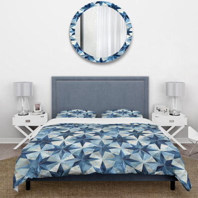 Ensemble de housse de couette bleu beige Midcentury Stars I - Midcentury