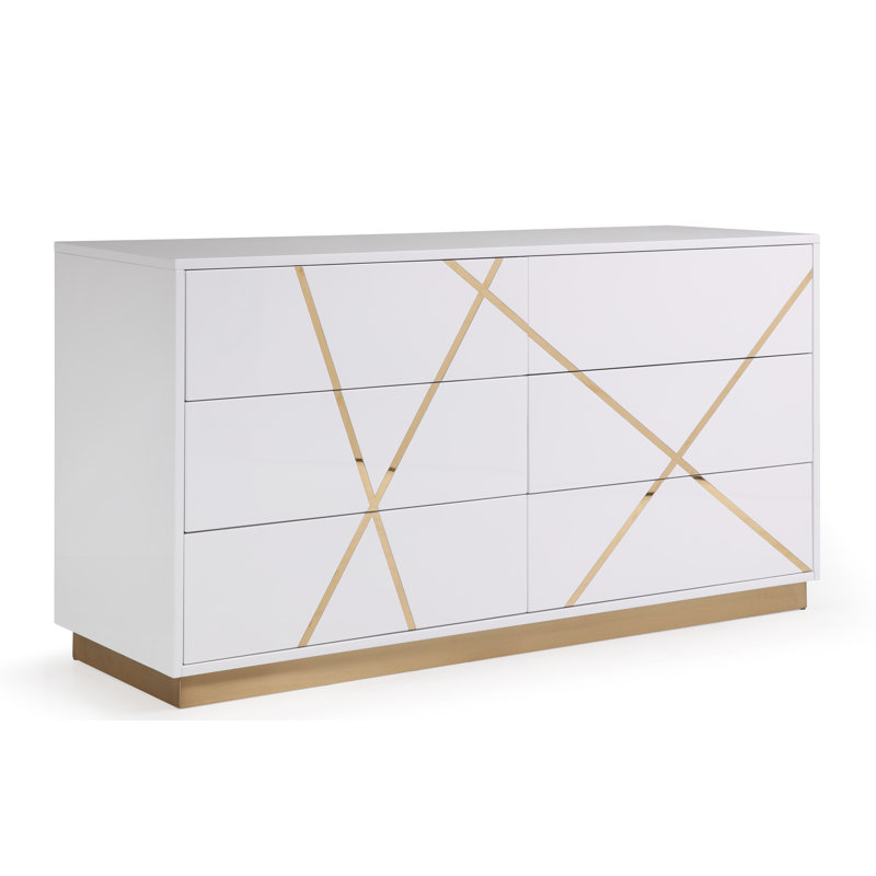 VIG Furniture Bretten Modern White & Gold Dresser | Wayfair