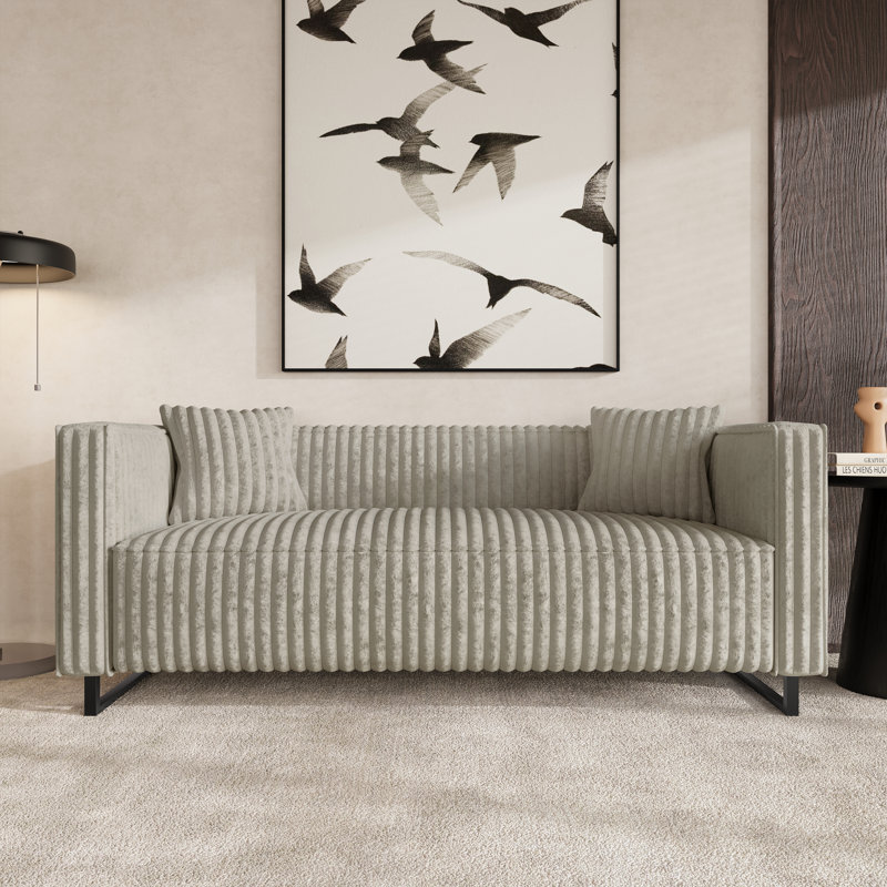 Canapé en velours beige, Beige
