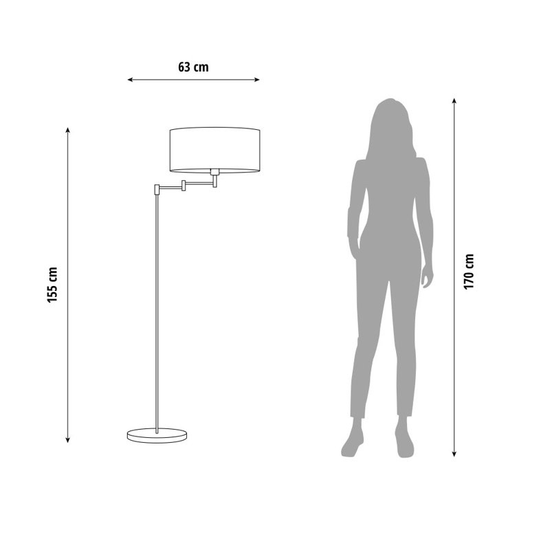 155cm Swing Arm Floor Lamp, Gold
