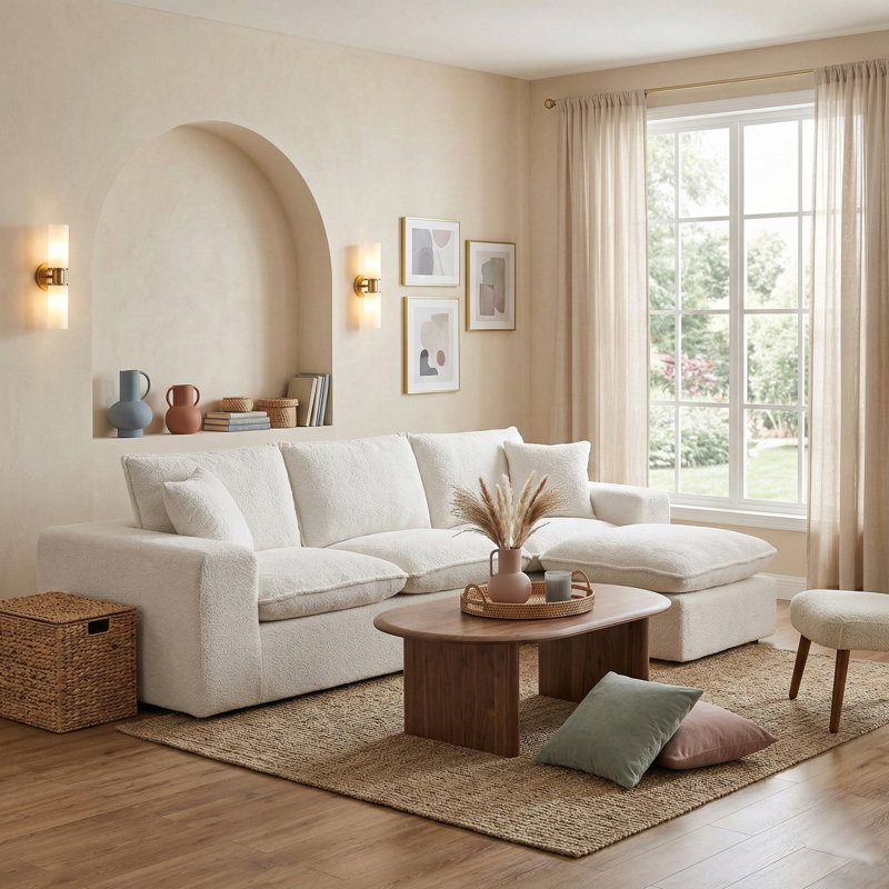Canapé modulaire en L 107 po avec repose-pieds 107 po Boucle