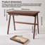 Bureau d'ordinateur en bois d'hévéa massif, bureau en noyer rétro avec tiroirs, pieds de table robustes en forme de A, bureau à domicile.
