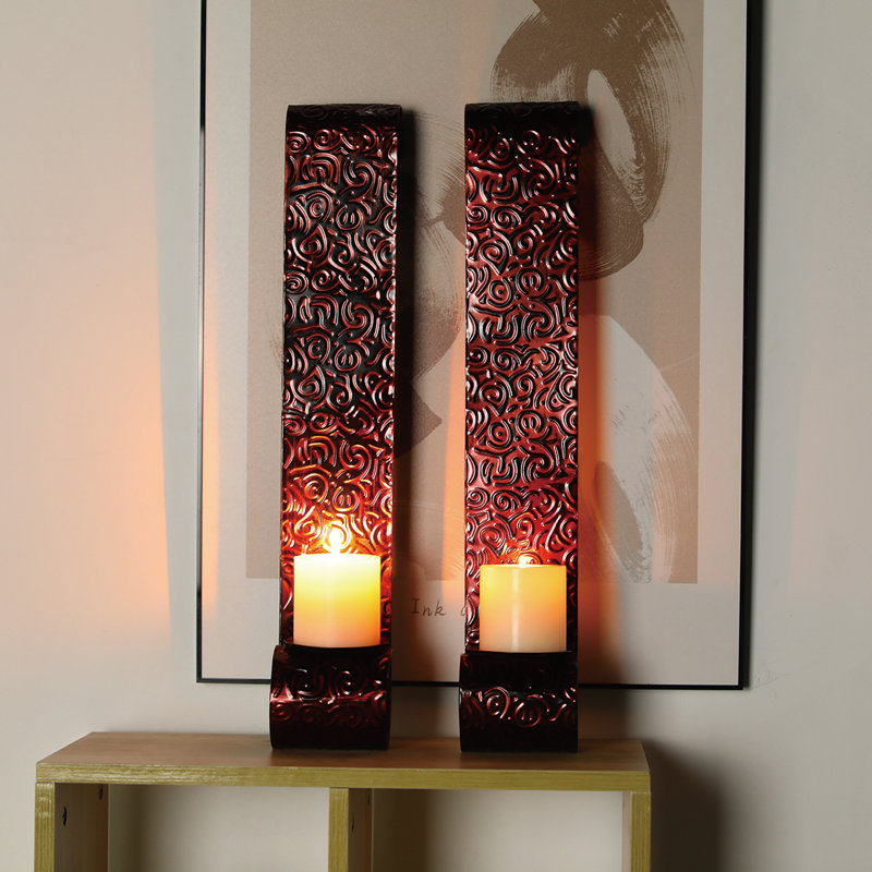 Ensemble de 2 appliques murales en métal, Rouge