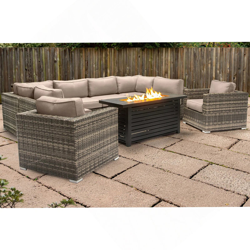 Ensemble modulaire d'extérieur 9 pièces avec table de foyer et coussins LSI