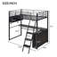 Lit mezzanine en métal avec DEL, bureau et 4 tablettes de rangement-751935621