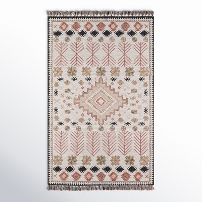 Anine Pink Beige Hand-Woven Wool Rug