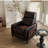 Edwin Solid Wood Upholstered Recliner Transitional Traditional Wide Armchair Faux Leather / Linen-1130967449