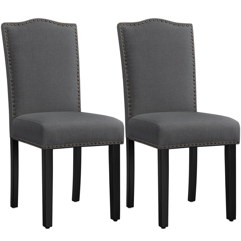 Fabric Upholstered  Parsons Chair, Dark Grey