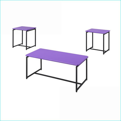 Café enveloppé de fibre de carbone violet Ensemble de 2 tables de bout - structure en métal, pieds réglables