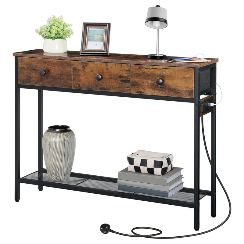 Anouchka Industrial 2 Tier Console Table With Charging Station