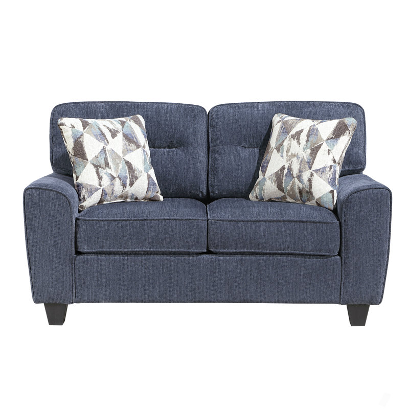 Causeuse en tissu de chenille durable avec coussins décoratifs 1pc, Bleu