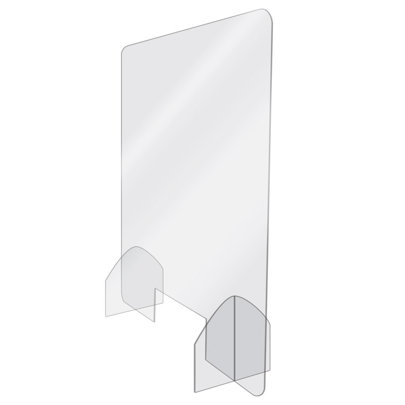Polycarbonate 1 Panel Sneeze Guard with Pass Through Window, 18" H x 24" W x 2" D