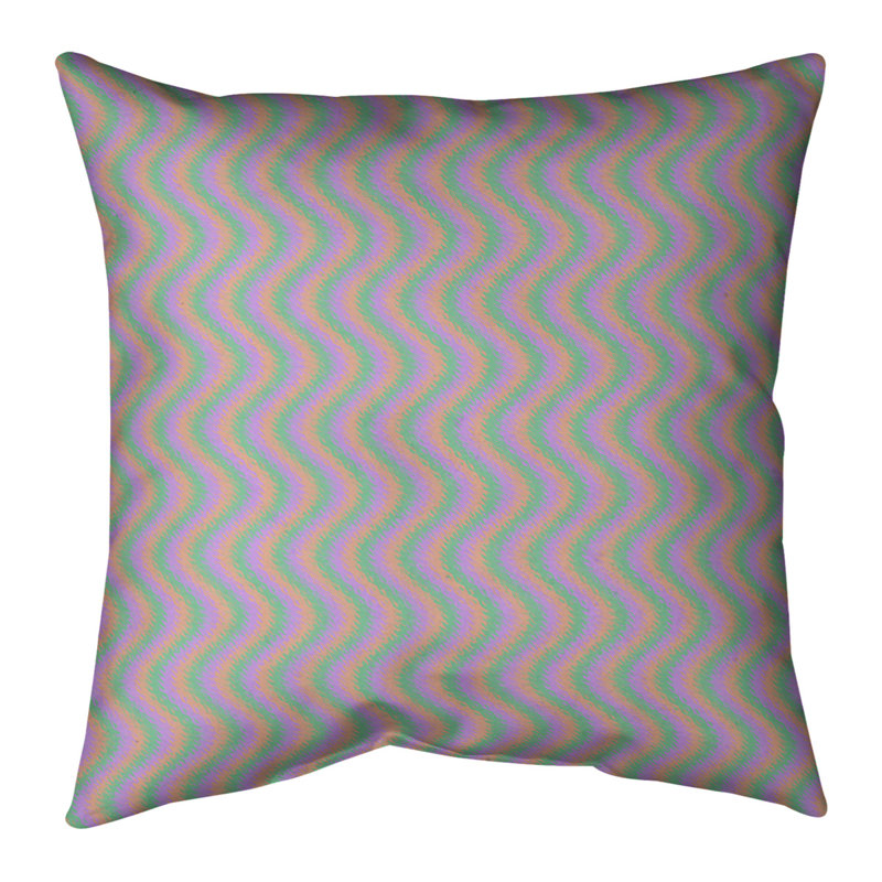 Housse et insert de coussin carré en coton, H 26 po x l 26 po, Gris / vert / mauve, Pas de bourre