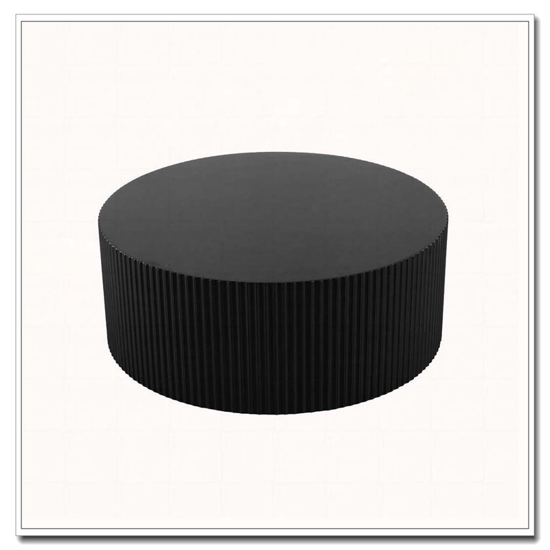 Round Coffee Table with Handcrafted Relief, Black
