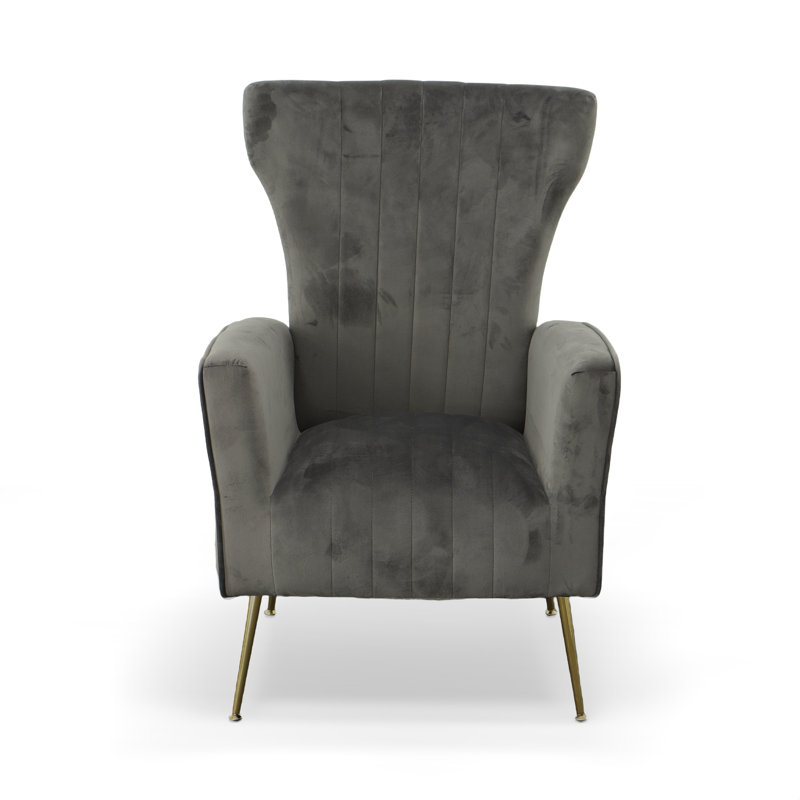 Chaise d'appoint moderne gris 29 "avec pieds en métal doré, Gris