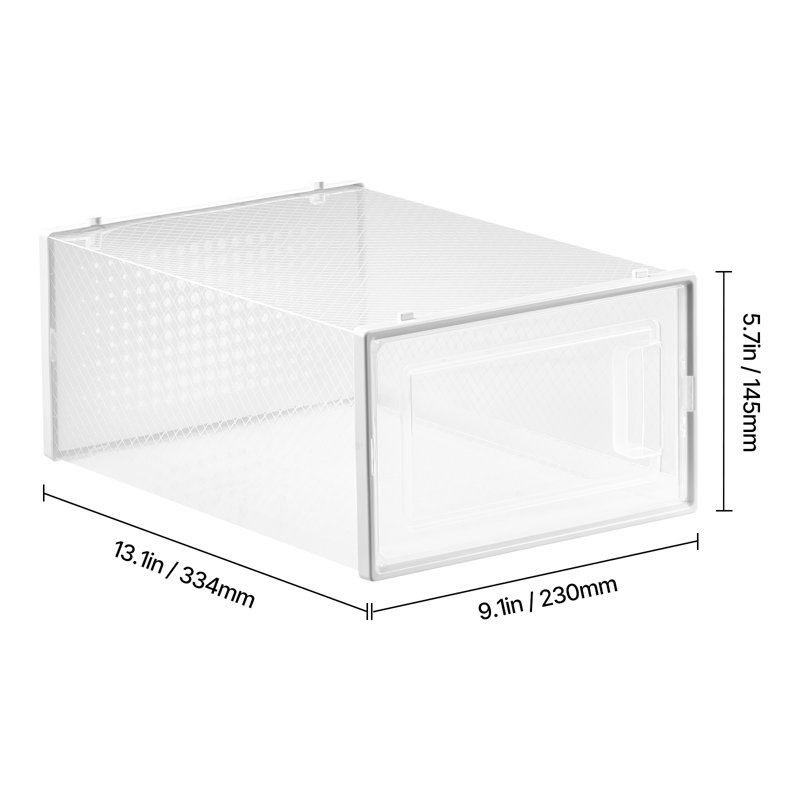 Boîtes de rangement pour chaussures Range-chaussures empilables taille US 11, Transparent/blanc