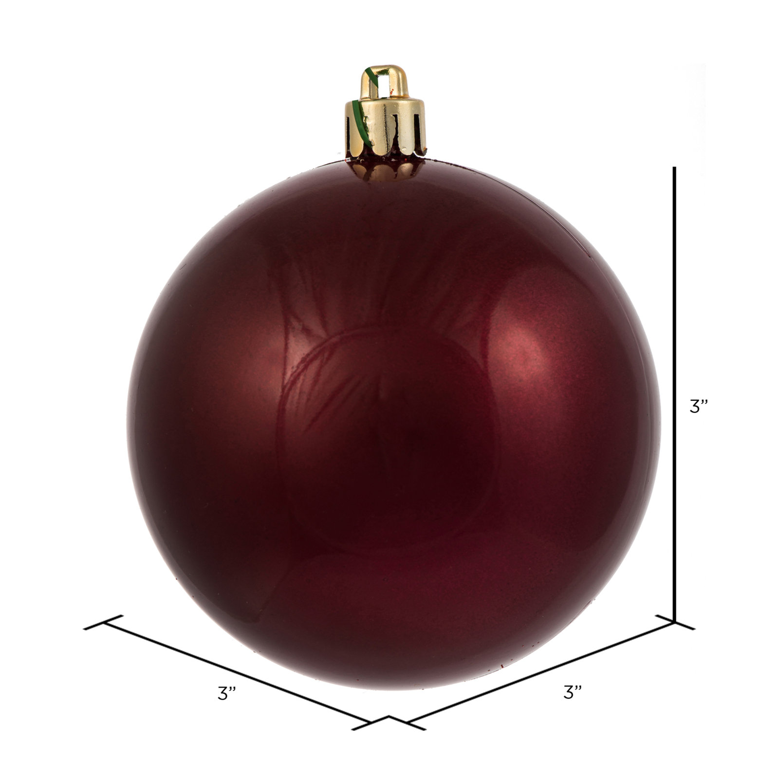 Holiday Décor Ball Ornament, Berry Red Candy, 3" H x 3" W x 3" D