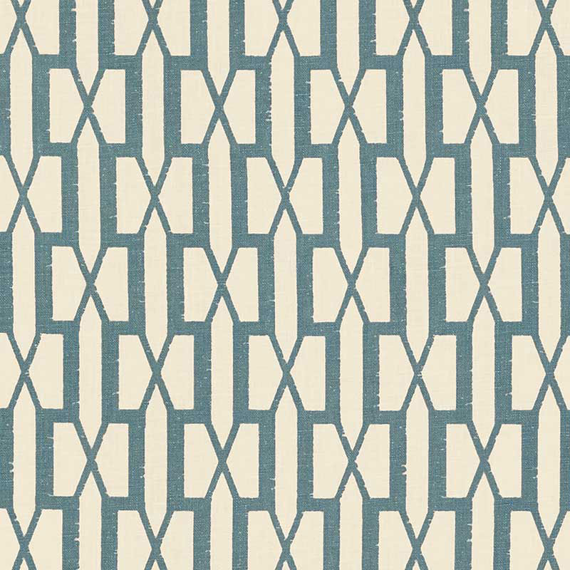 Tissu belvédère Schumacher x Veere Grenney, Bleu paon
