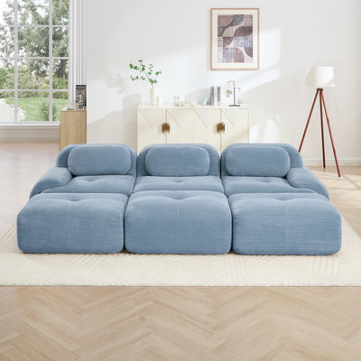 Modular Sectional Sofa With Premium Corduroy Fabric, Soft Comfortable No Assembly Required Flexible Configuration Couch