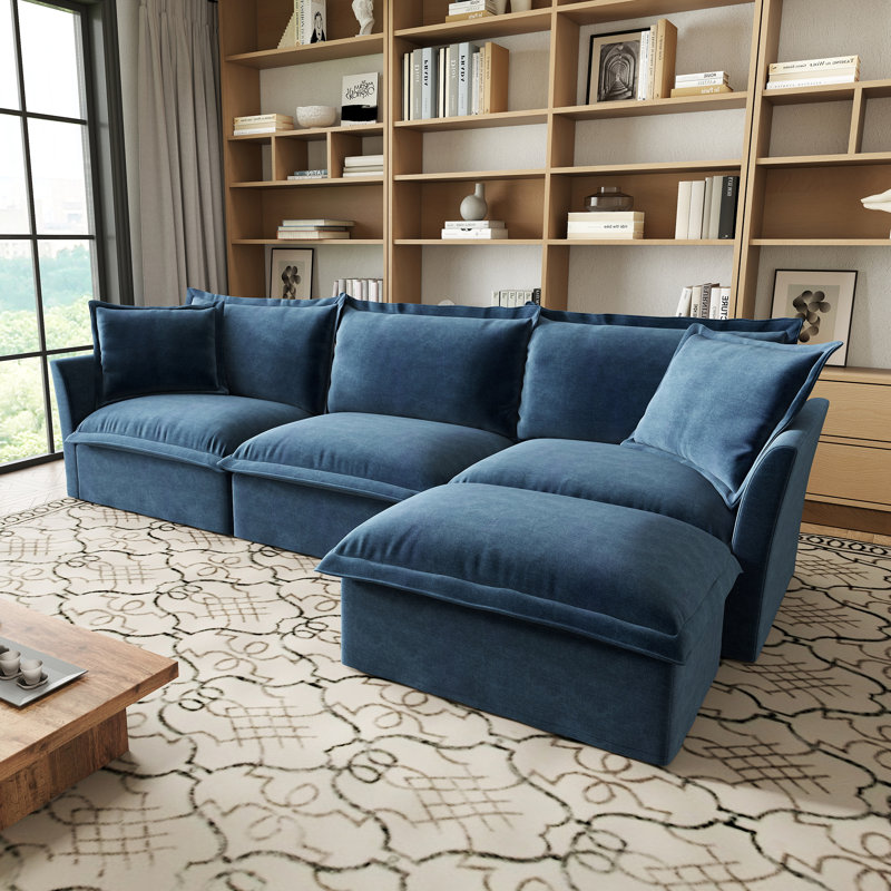 Canapé modulaire en forme de L 120 pouces, ensemble de canapé moderne surdimensionné à 3 places avec housse pour le bureau du salon, tissu chenille