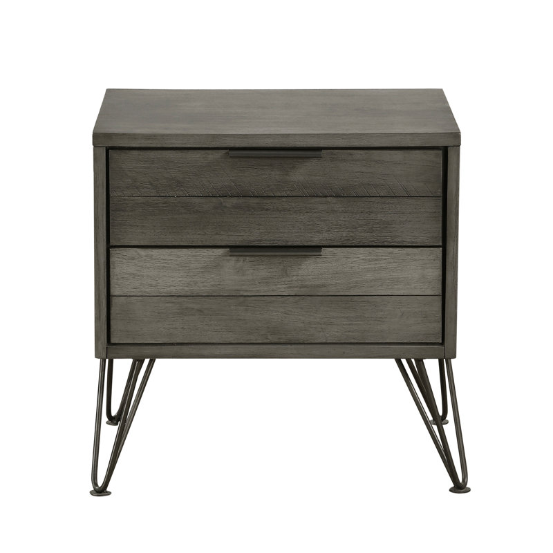 Article pour table de chevet contemporaine à deux tiroirs gris contemporain Contemporary