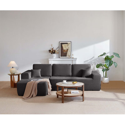 104-Inch Cloud Sectional Sofa With L-Shape Chaise, Side Pockets, Deep Seating And Modular Comfort, No Assembly Needed