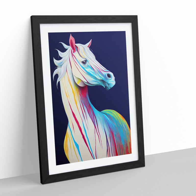 Horse Abstract - Single Picture Frame Print, Black, 64cm H x 46cm W x 2cm D