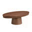 Table basse ovale moderne fabriquée à la main avec base piédestal robuste pour le salon, finition noyer-366051561