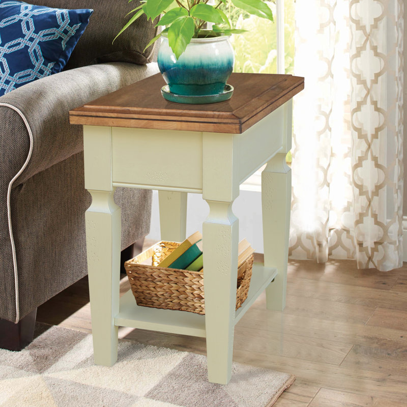 Table de bout Briseno, Hickory / blanc coquille