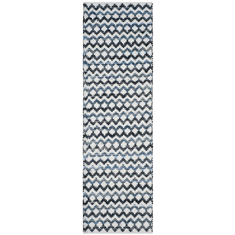 Haqeem Hand Woven Cotton Chevron Rug, Runner 2'3" x 8'