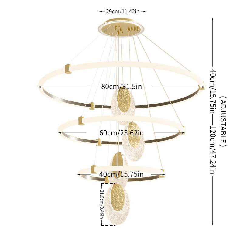 3 - Light LED Chandelier