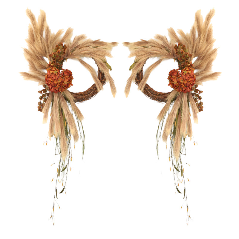 Couronne d'automne avec herbe de pampa (ensemble de 2)