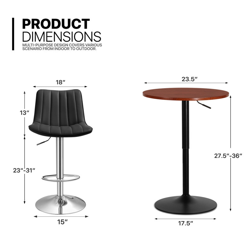 Ensemble de salle à manger L 23,5 po x l 23,5 po Wabanaki, Rouge, Noir