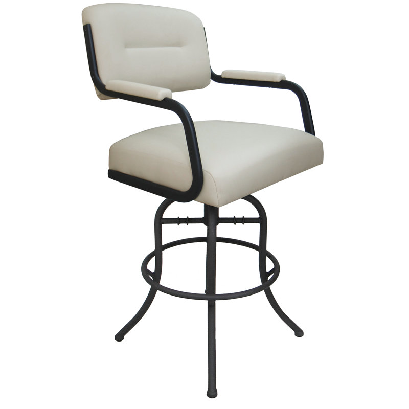 Tabouret de comptoir pivotant 26 po Gurpal, Vinyle beige / cadre gris