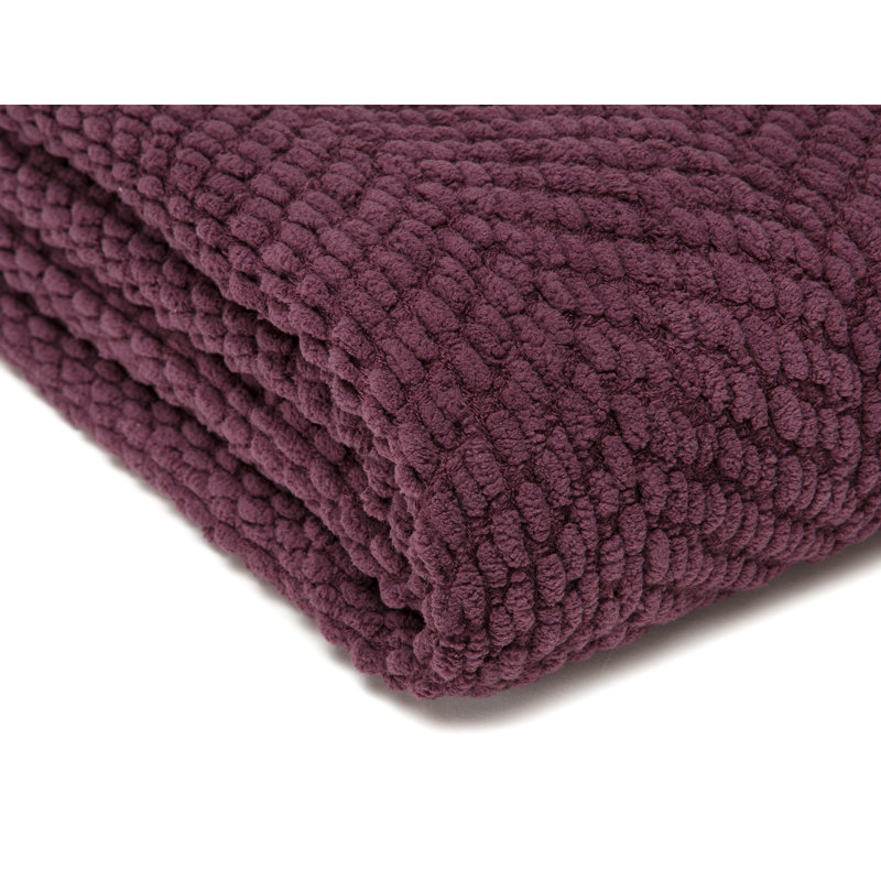 Jeté tricoté texturé , Aubergine, l 65 po x L 50